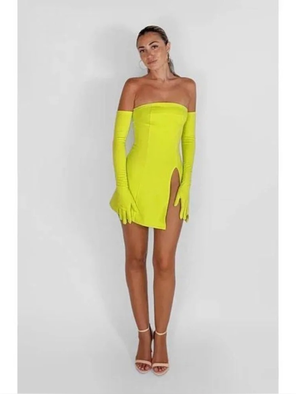 MISCREANTS Cupid Split Dress - lime Green